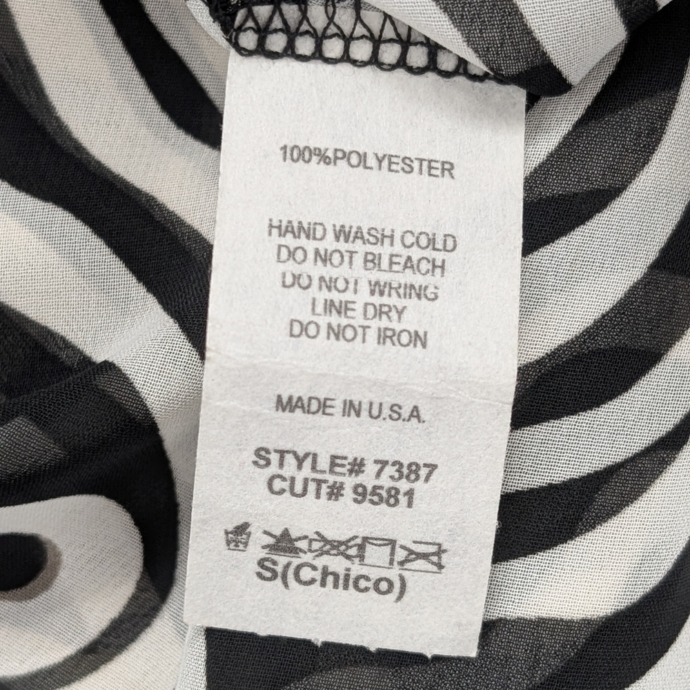 Boutique Sheer Flowy Black & White Blouse - Picture 5 of 5